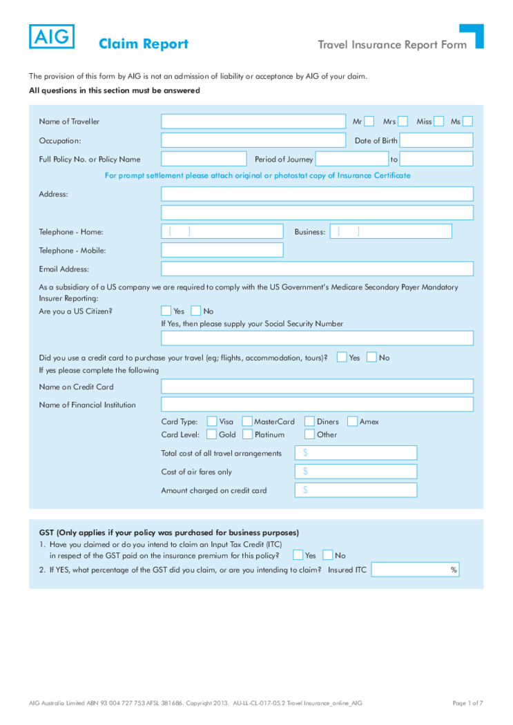 AIG Travel Insurance Claim