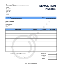 Demolition Invoice Template - Thumbnail