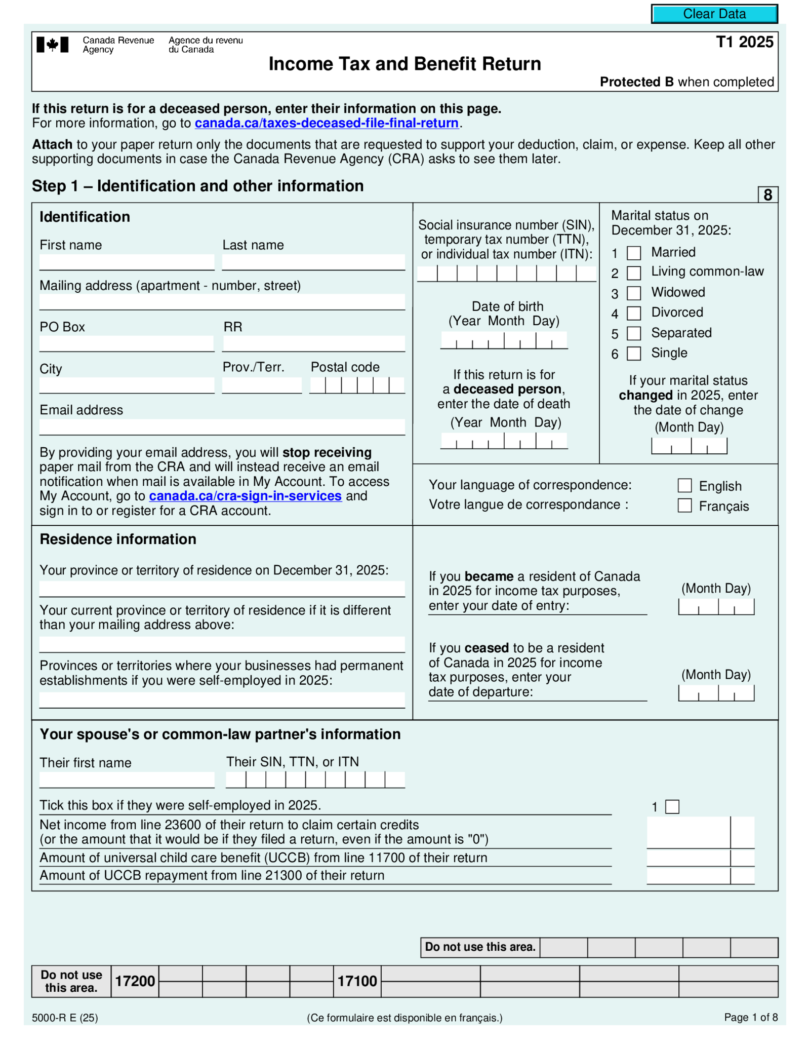 T1 General Income Tax and Benefit Return - Thumbnail