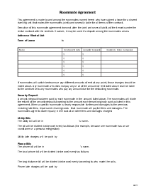 Fillable Roommate Agreement - Thumbnail
