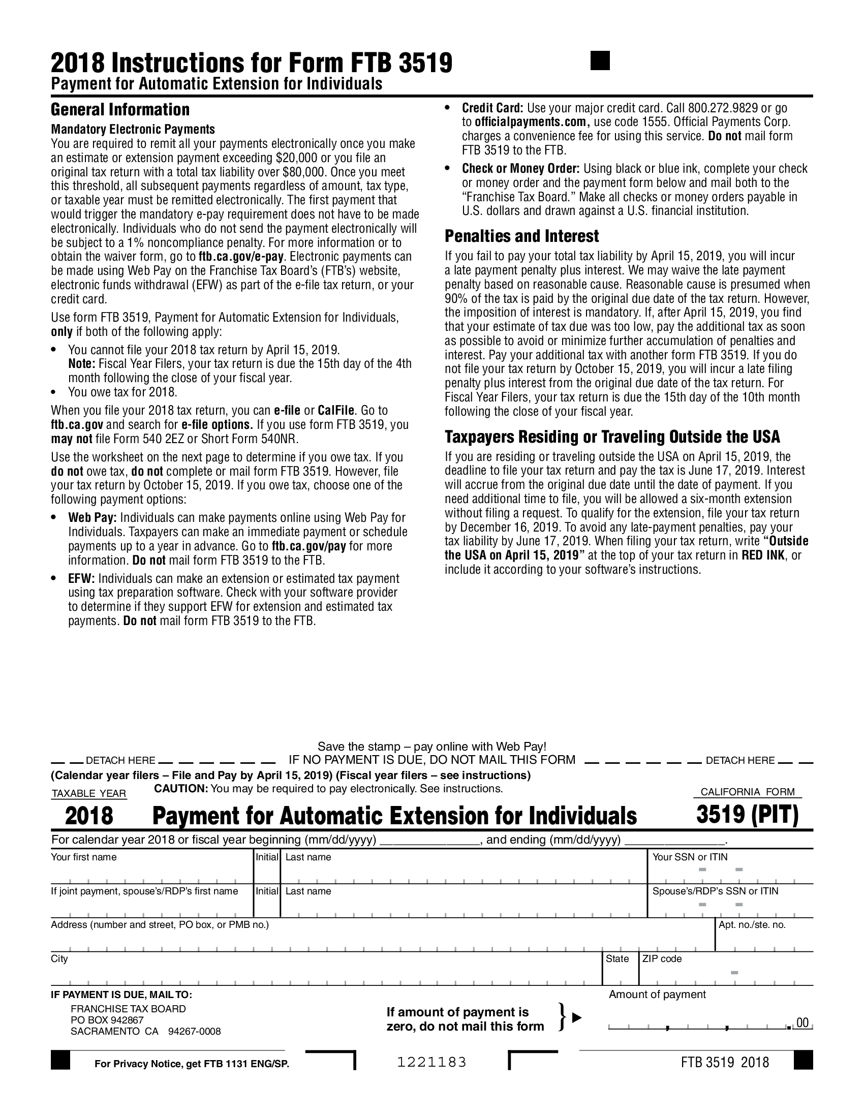 CA Form 3519 (2018) - Thumbnail