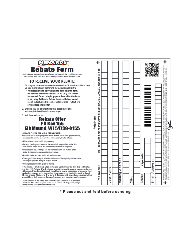 Menards Rebates Form