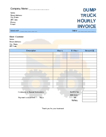 Dump Truck Hourly Invoice Template - Thumbnail