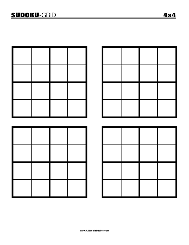 Blank Sudoku Grid 4x4