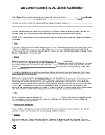 Wisconsin Commercial Lease Agreement - Thumbnail