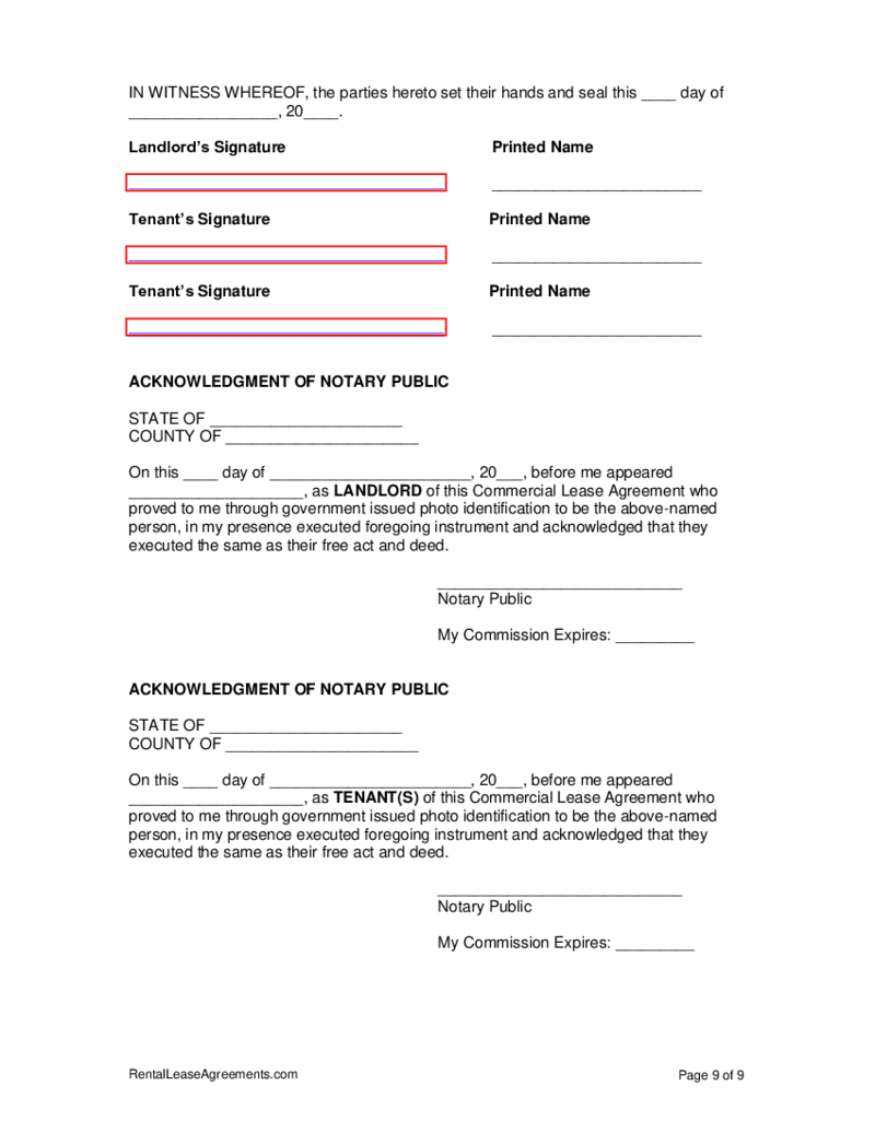 Washington Commercial Lease Agreement