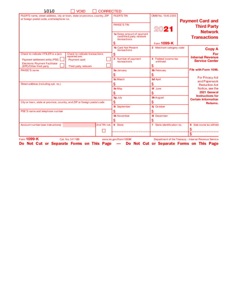 Form 1099-K (2021)