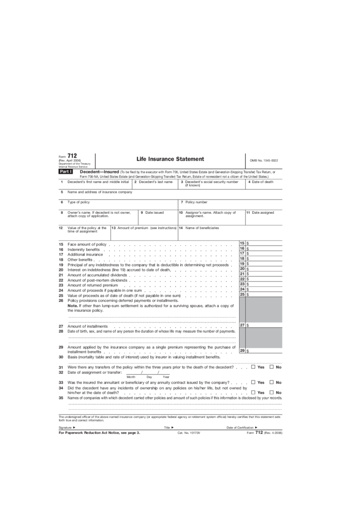 IRS Form 712