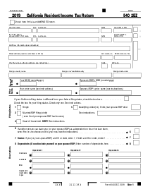 Fillable 2019 Form 540 2EZ California Resident Income Tax Return - Thumbnail