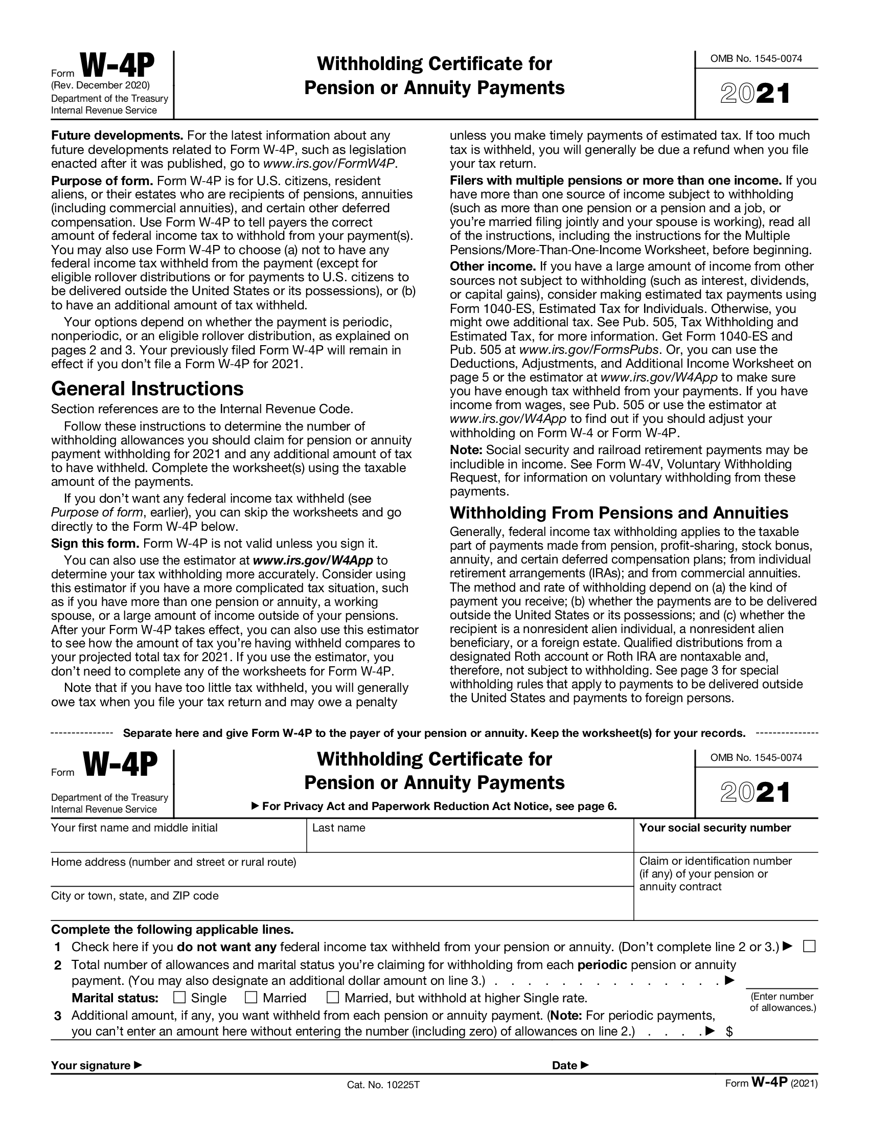 Form W-4P (2021) - Thumbnail