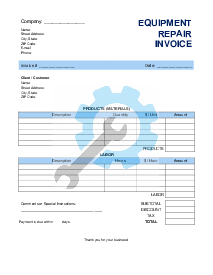 Equipment Repair Invoice Template - Thumbnail