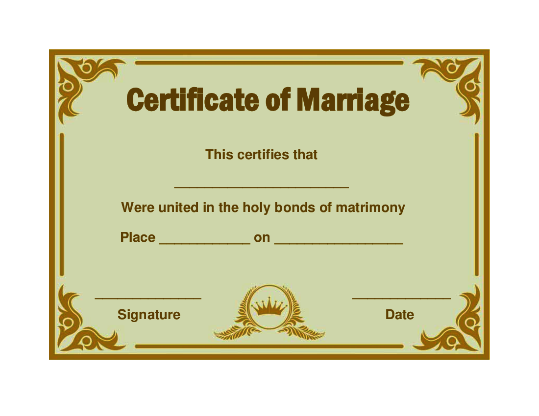 Marriage Certificate Template