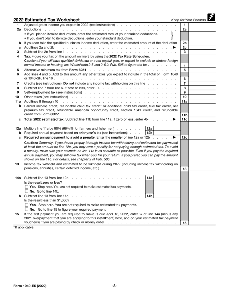 Form 1040-ES (2022)