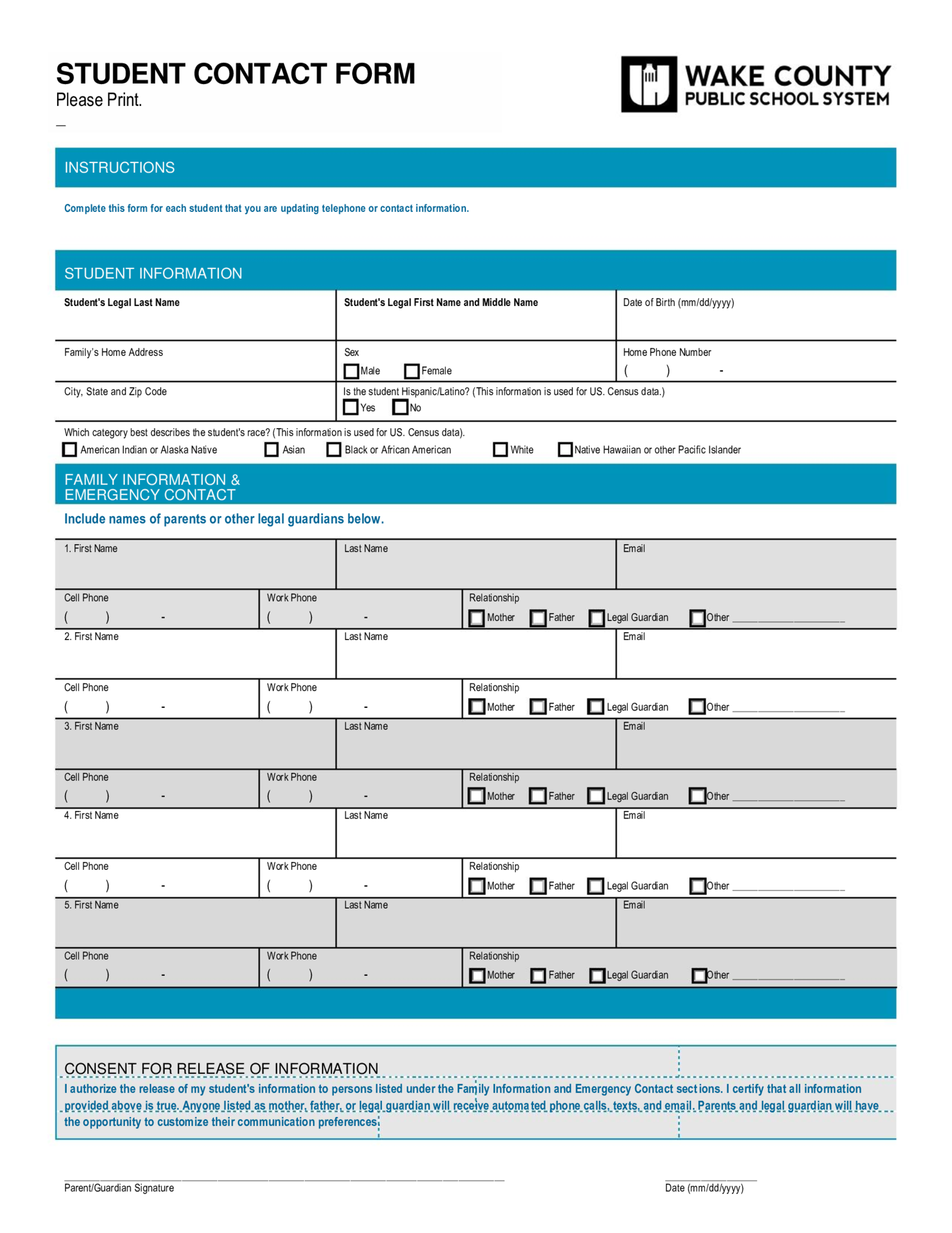 Student Contact Form - Thumbnail