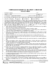 Form RF204 Tennessee Residential Property Condition Statement - Thumbnail