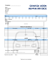 Garage Door Repair Invoice Template - Thumbnail