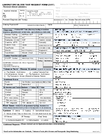 Fillable Laboratory Blood Test Request Form - Thumbnail