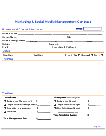 Social Media Management Contract - Thumbnail