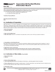 Form 631, Corporation Entity Identification Information Record - Thumbnail