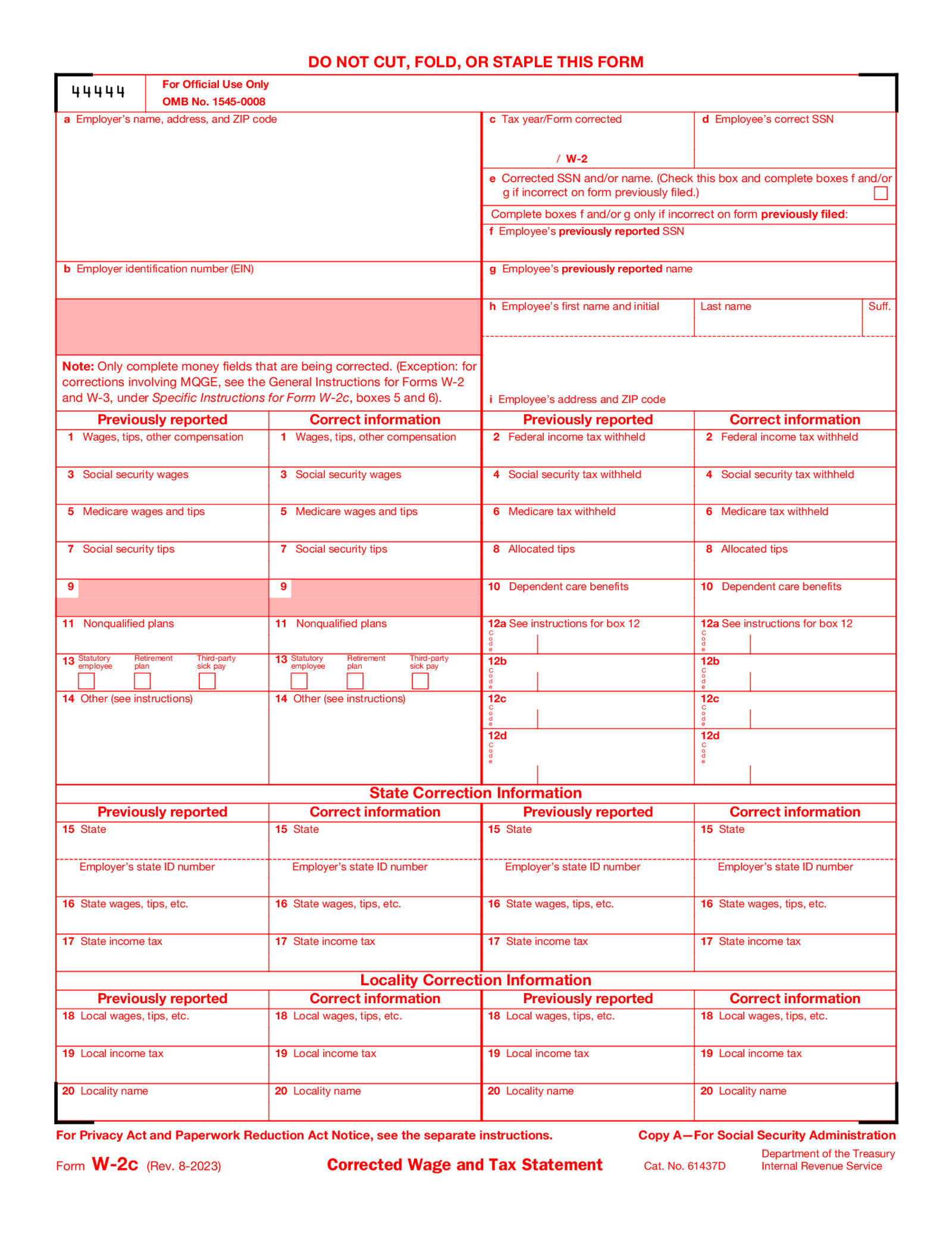 Form W-2C (2023) - Thumbnail