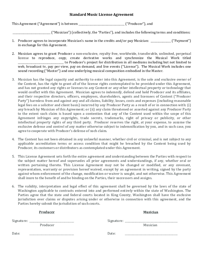 Music License Contract Template