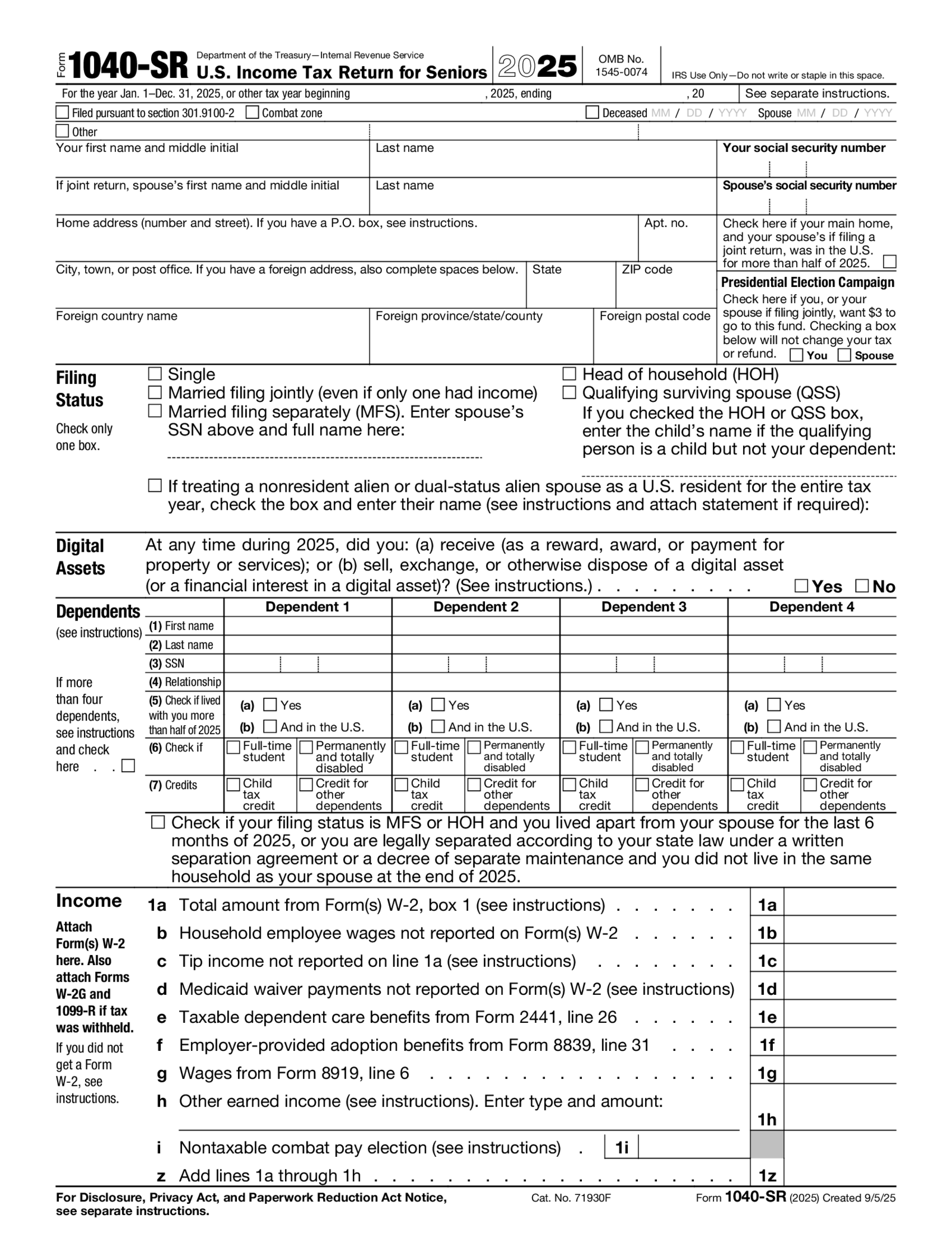 Form 1040-SR (2025) - Thumbnail