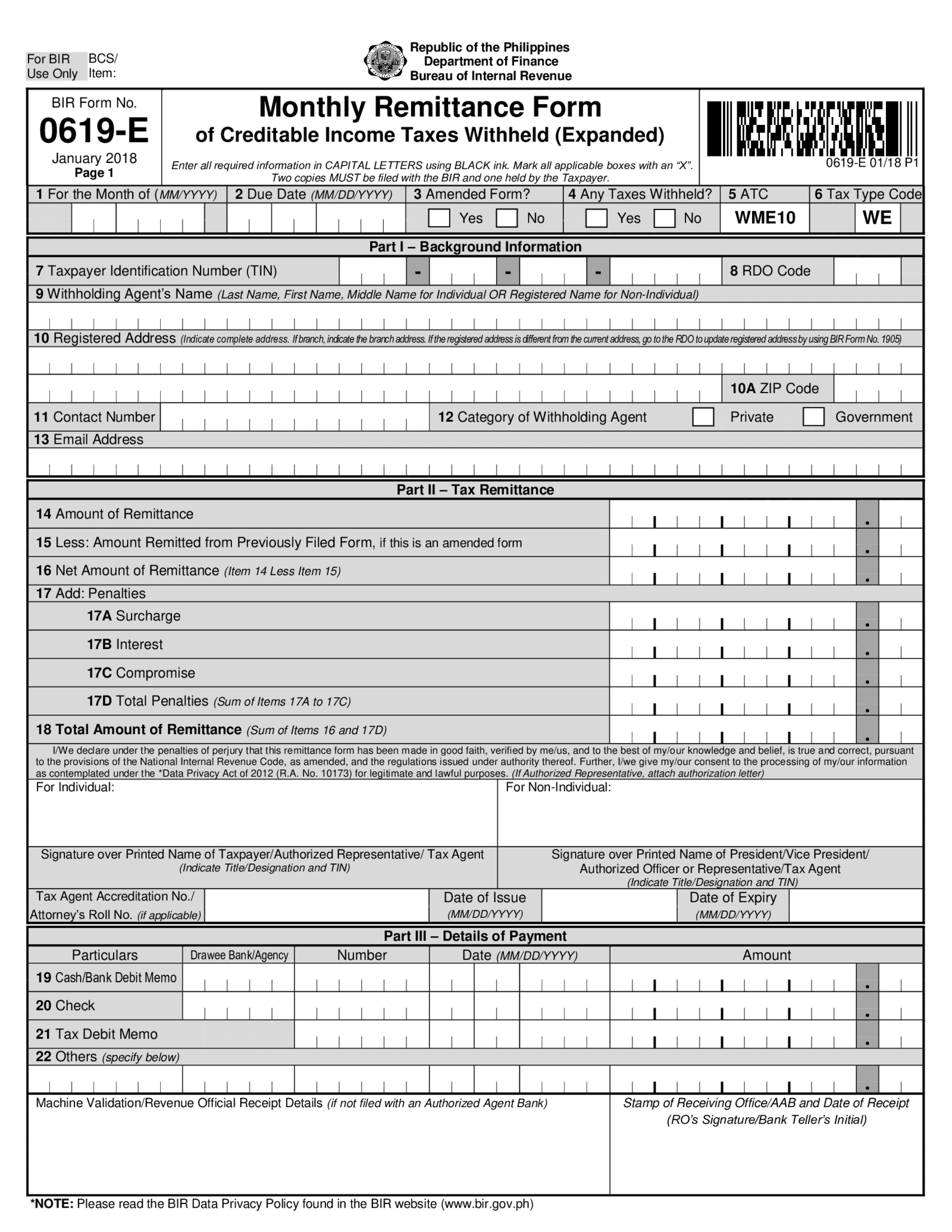 BIR Form 0619-E - Thumbnail