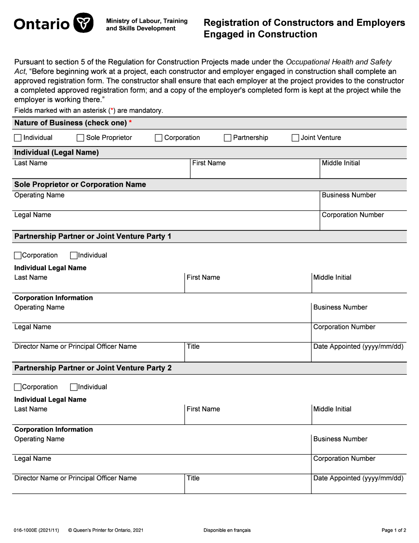 Ontario Form 1000 (2021) - Thumbnail