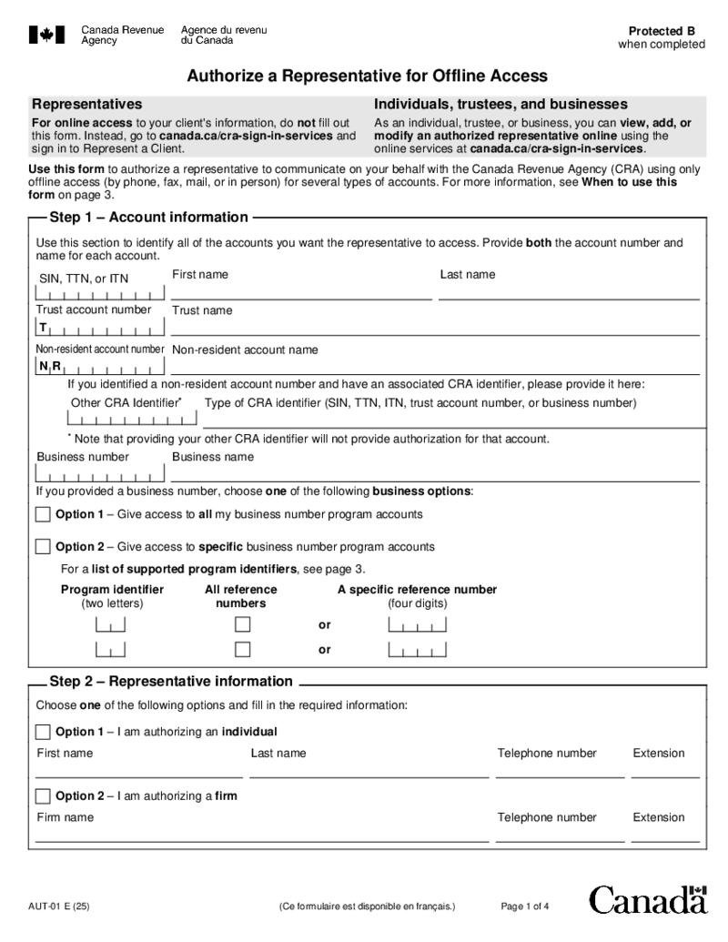 AUT-01 Authorize a Representative for Offline Access
