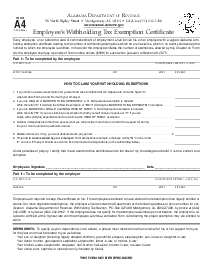 AL-A4 - Alabama Employee’s Withholding Tax Exemption Certificate - Thumbnail