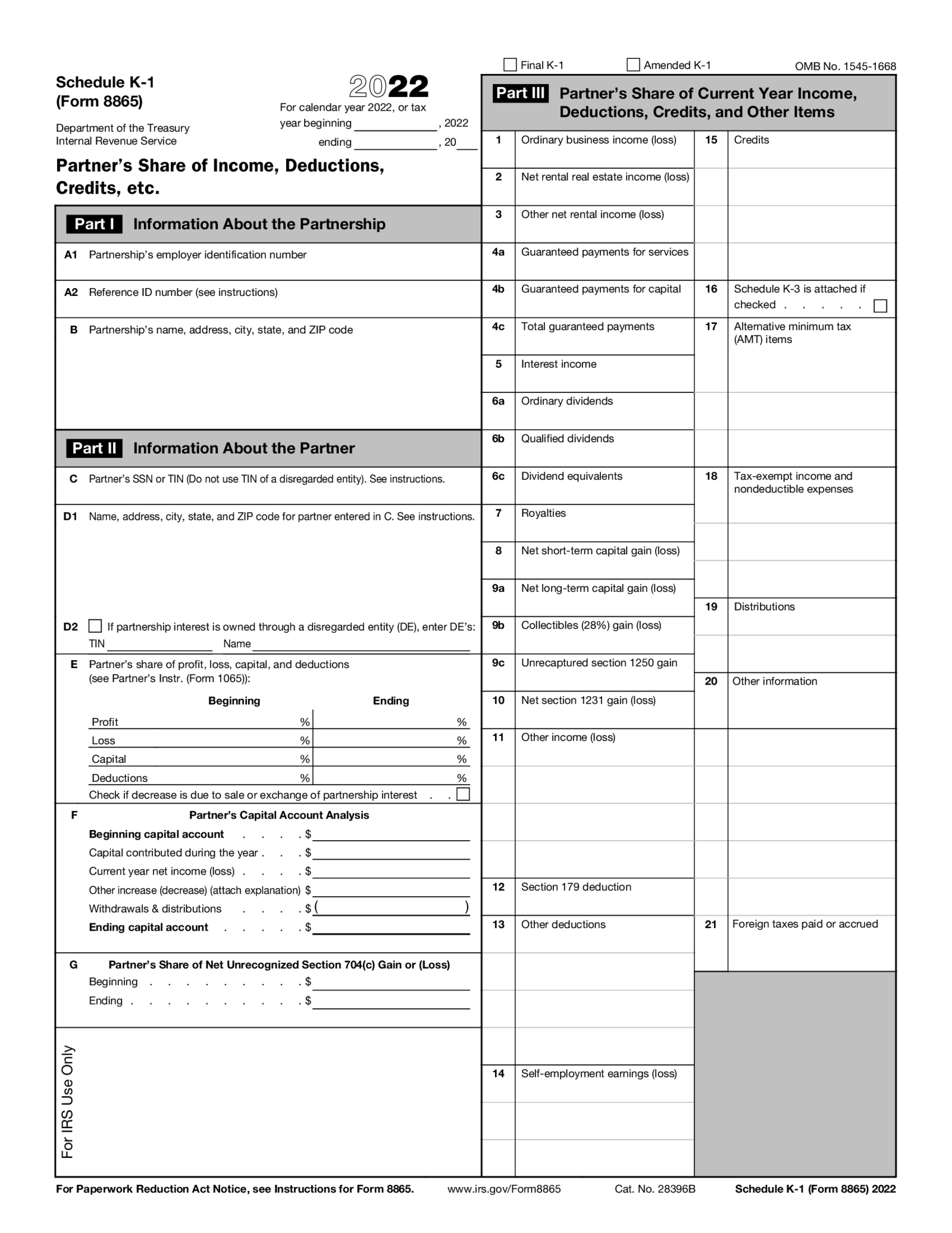 Form 8865 (Schedule K-1) - Thumbnail