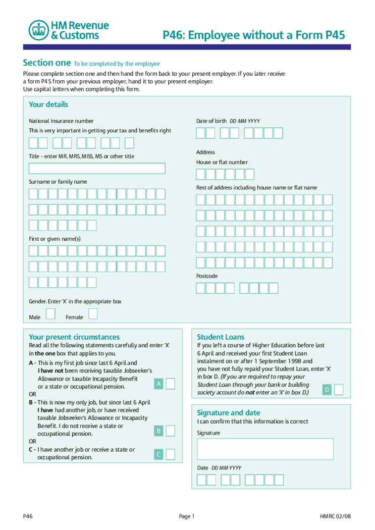 P46 Employee Without A Form P45