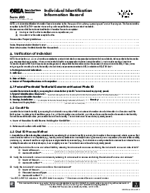 OREA Form 630, Individual Identification Information Record - Thumbnail