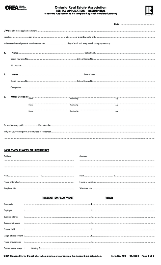 Form 402, Mutual Release - Agreement to Lease - Residential