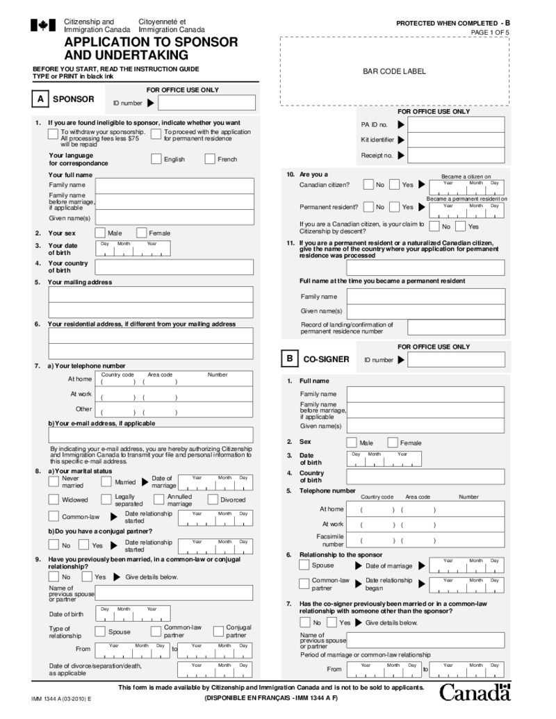 IMM 1344 Form