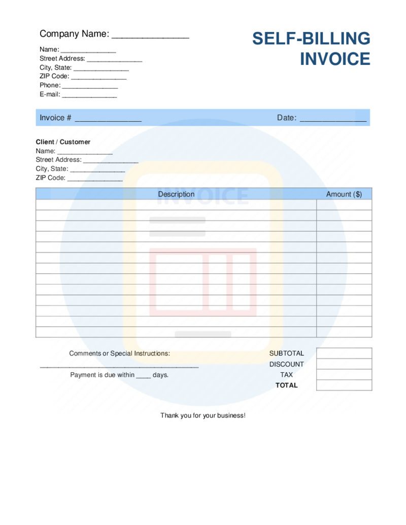 Self-Billing Invoice Template