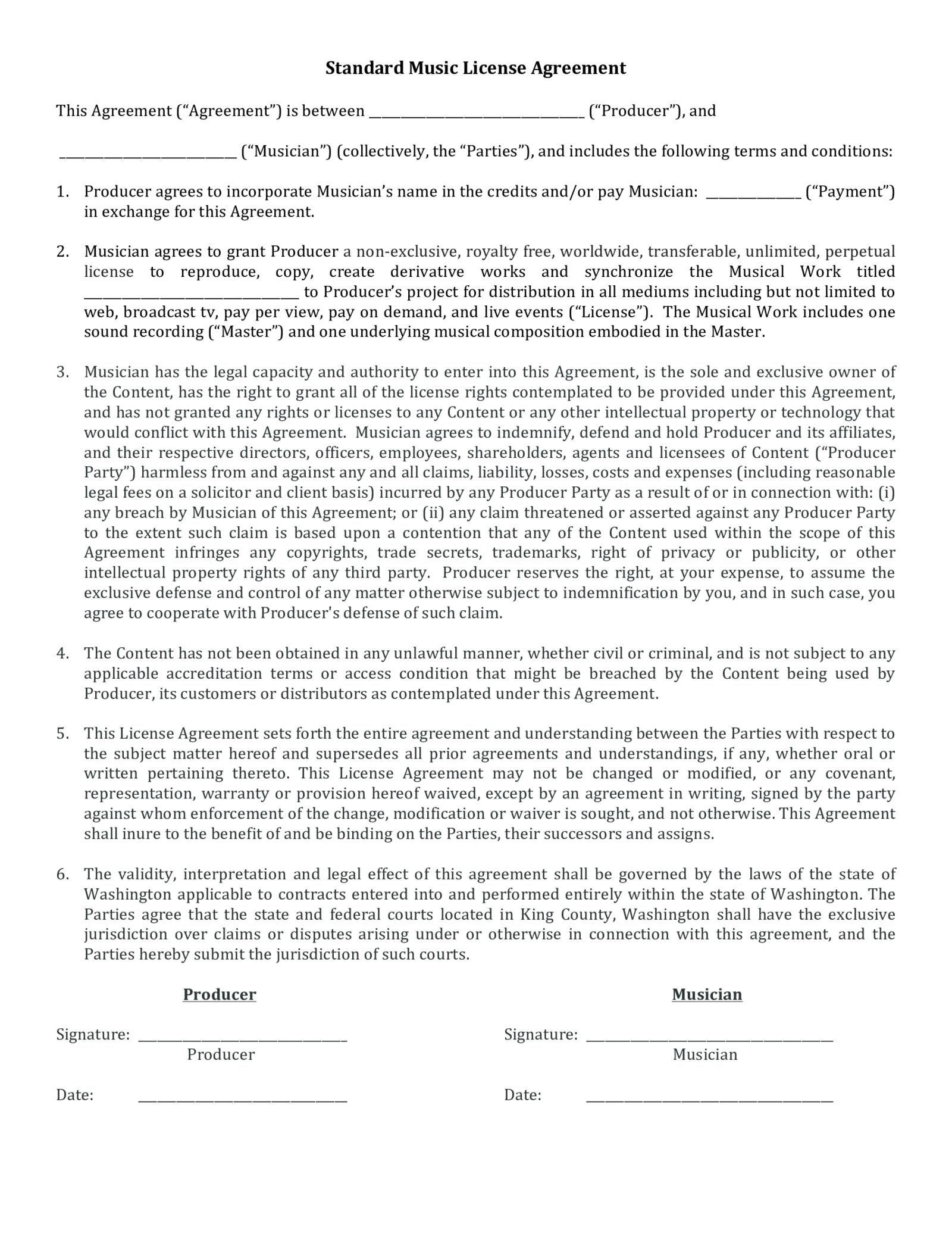 Music License Contract Template - Thumbnail