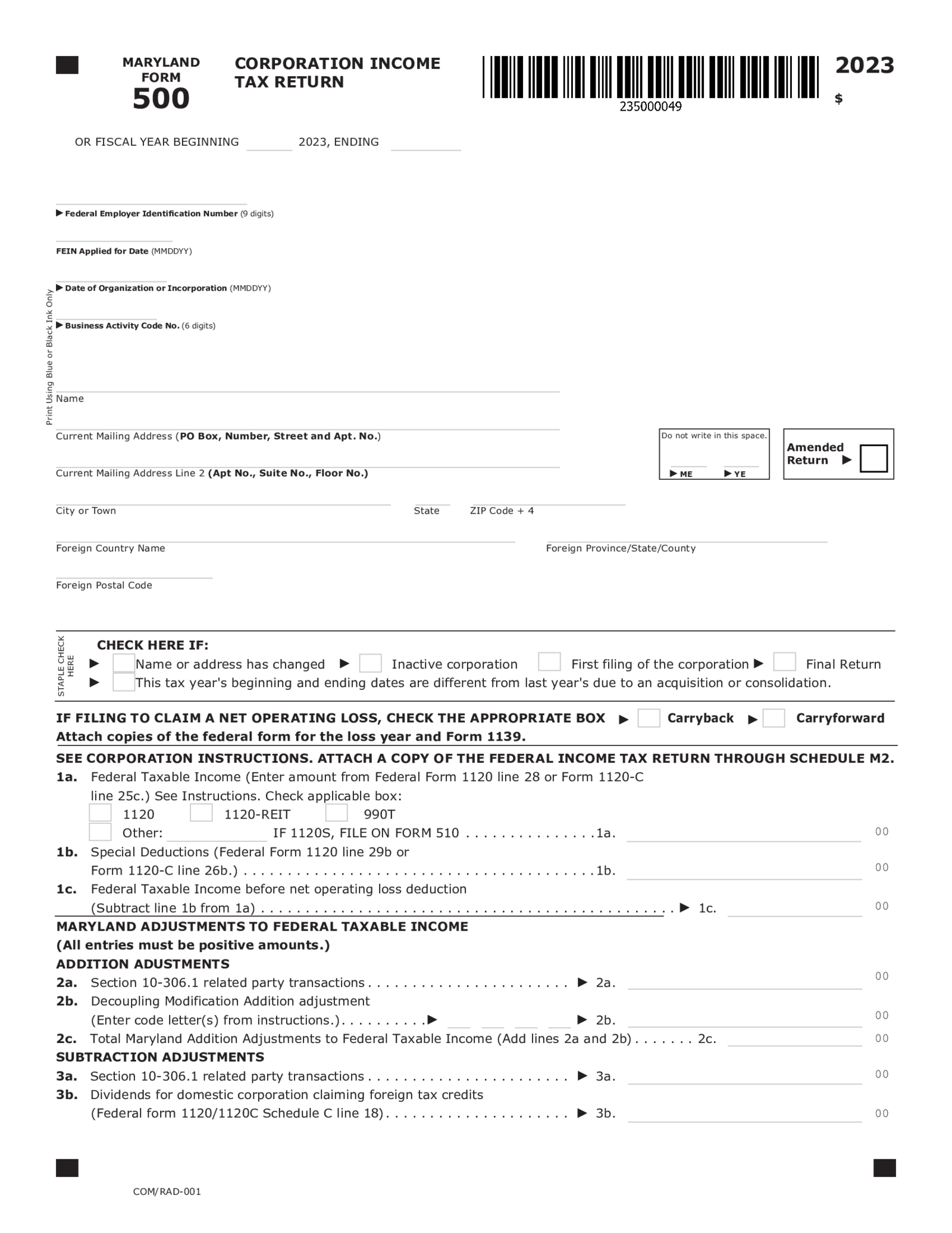 Maryland Form 500 - Thumbnail