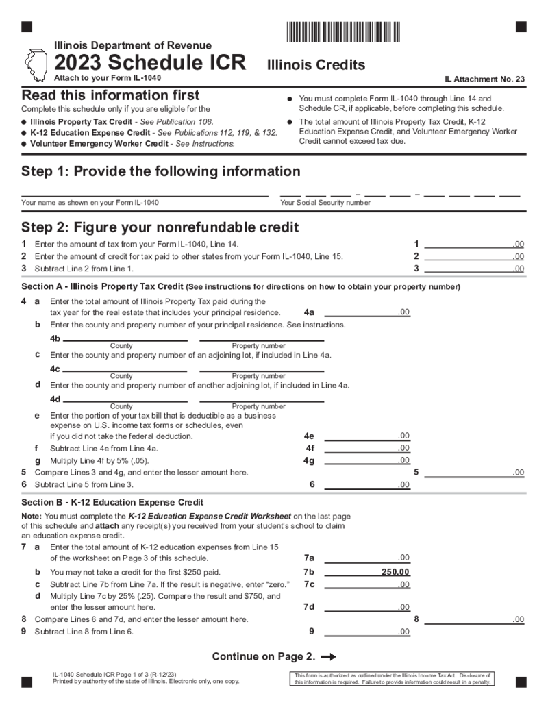 Illinois Schedule ICR