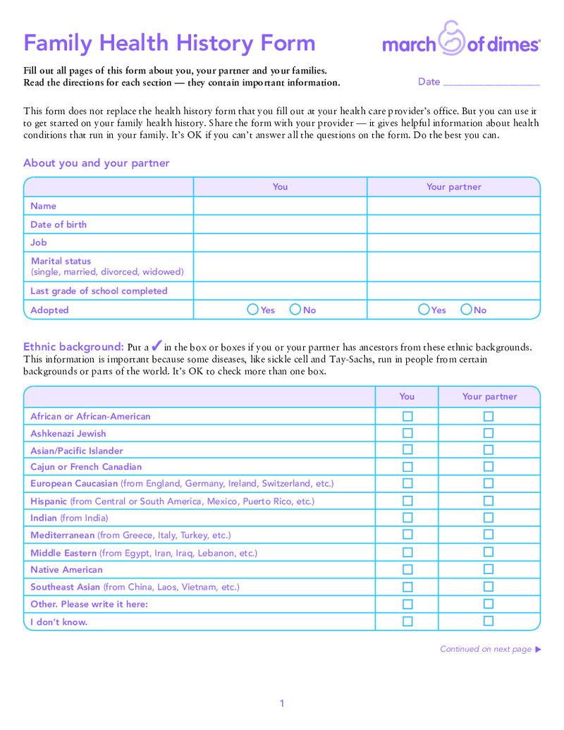 Family Medical History Form