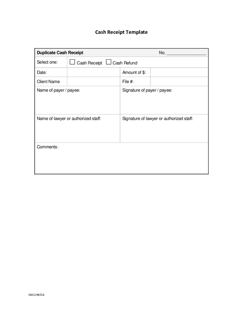 Cash Receipt Template