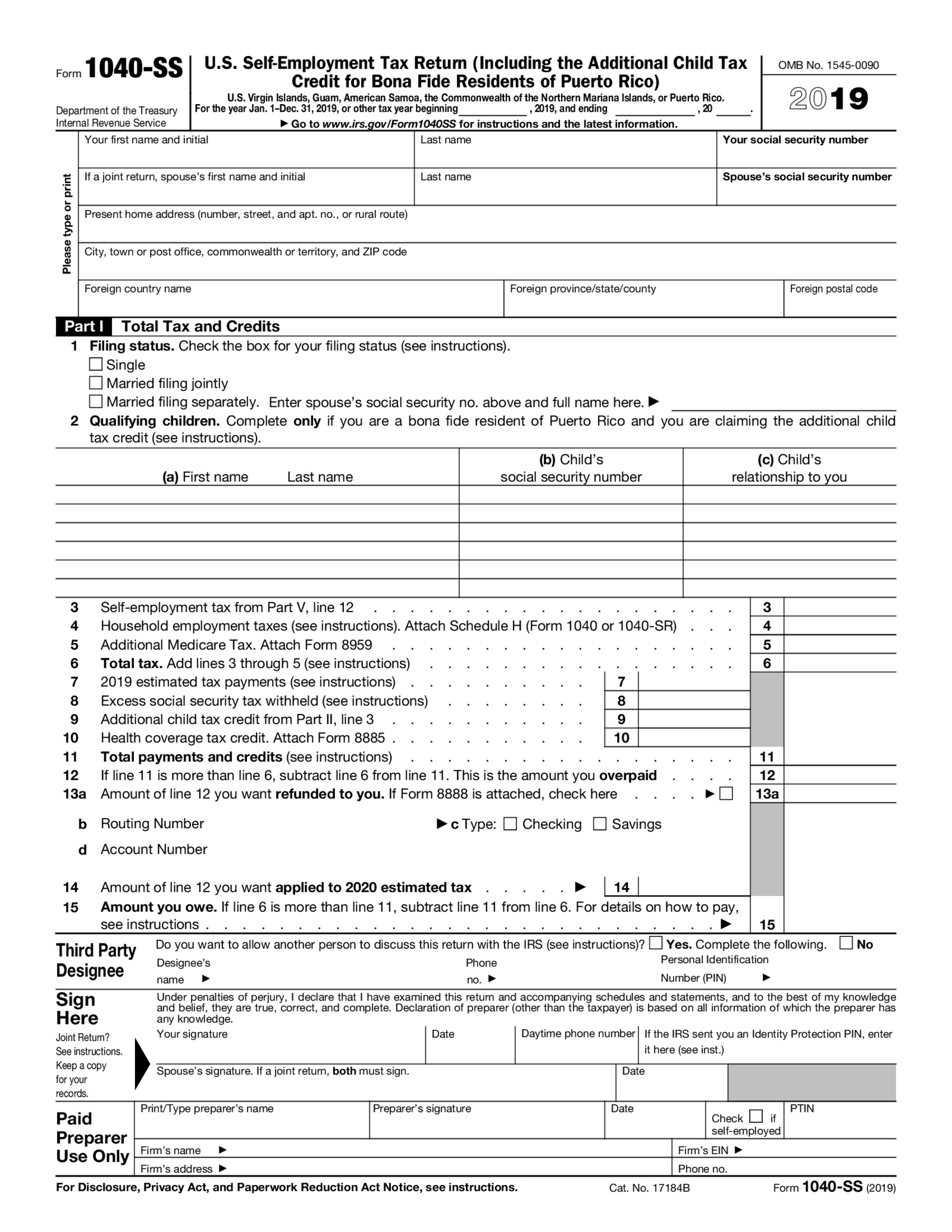 Form 1040-SS (2019) - Thumbnail