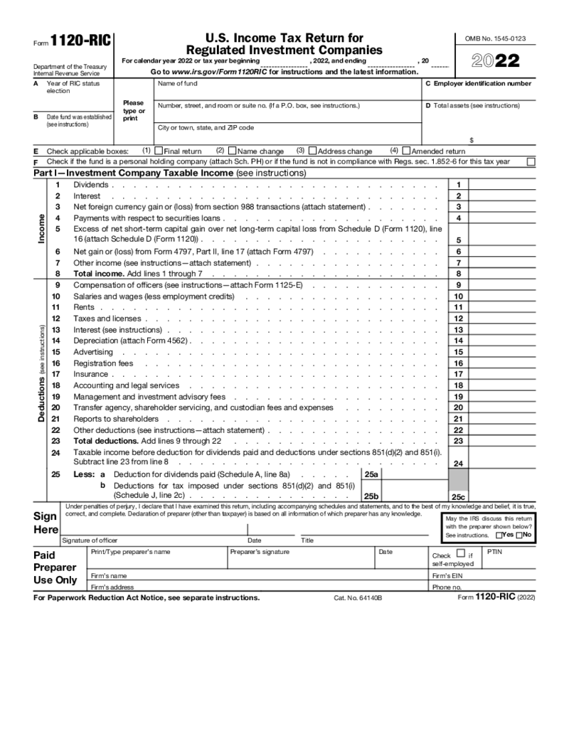 Form 1120-RIC (2022)