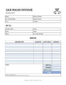 Car Wash Invoice - Thumbnail