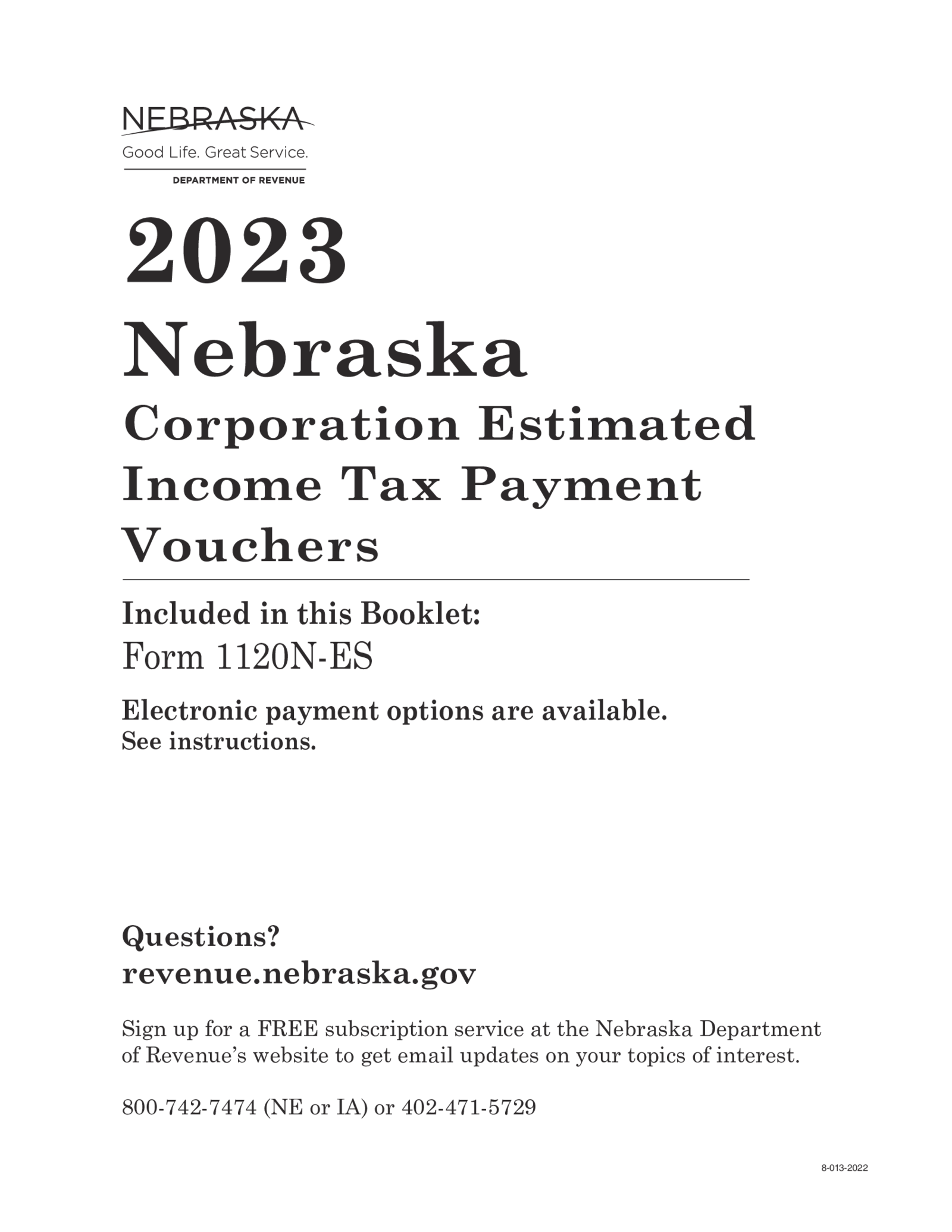 Nebraska Corporation Estimated Income Tax Payment Vouchers - Thumbnail