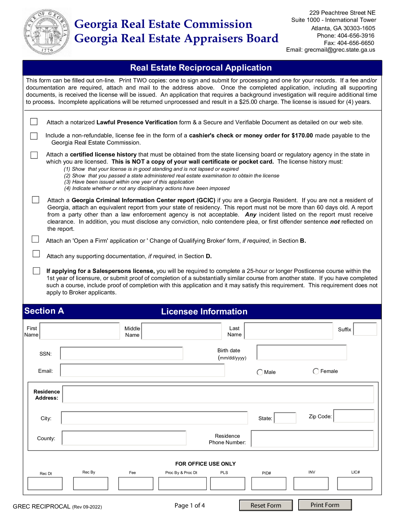 Georgia Reciprocity Real Estate License - Thumbnail