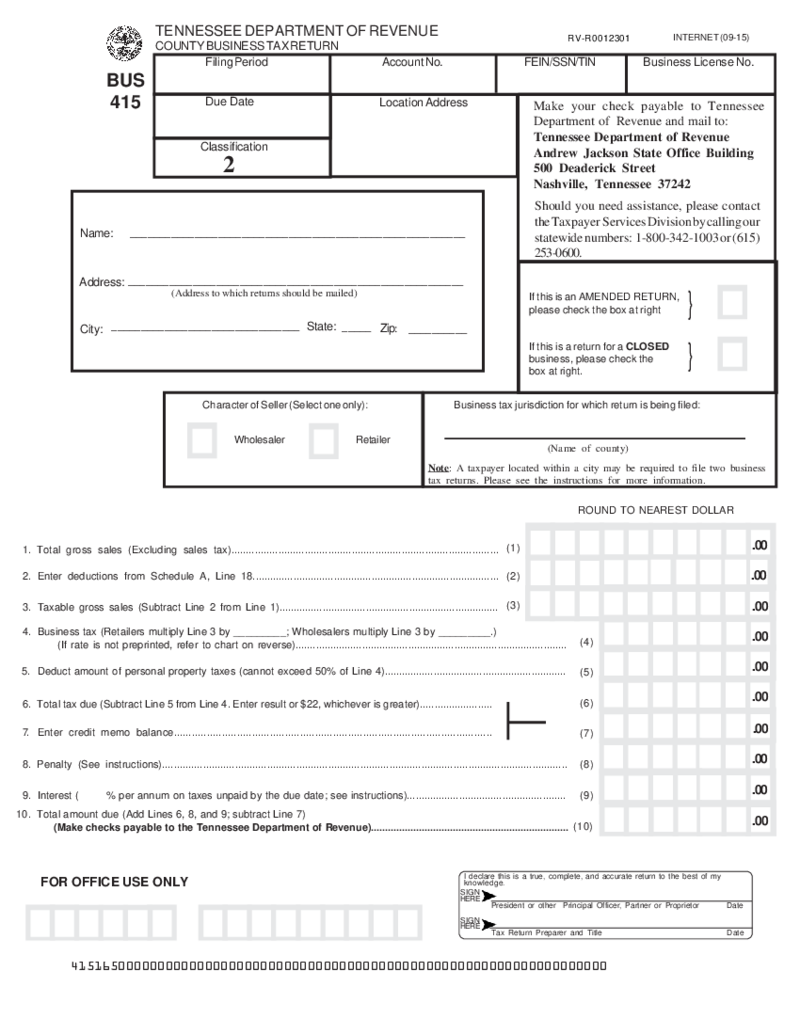 Business Tax Return (Form BUS-415)