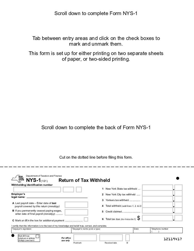 New York Form NYS-1