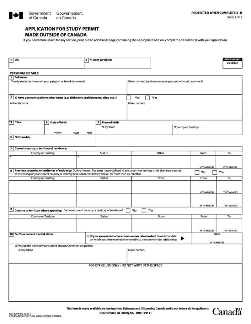 Form IMM1294 (06-2019)