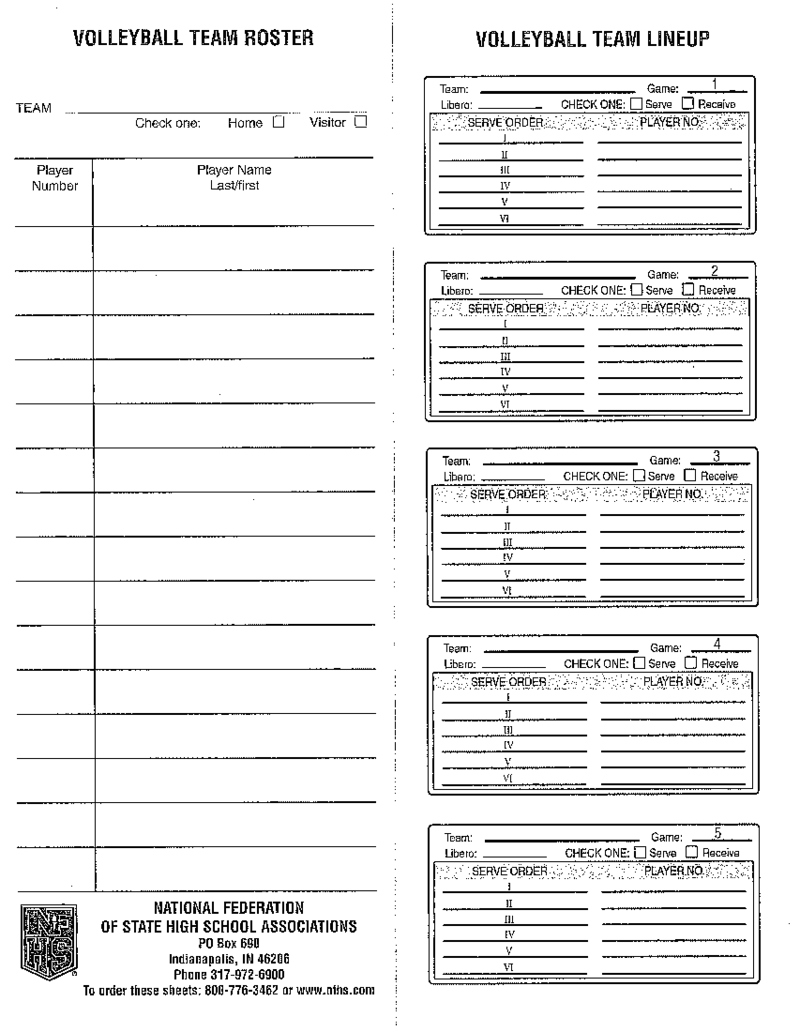 NFHS Volleyball Roster and Lineup